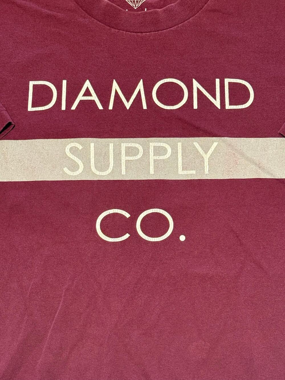 Diamond Supply Co Bar Logo Tee Maroon Burgundy Made in USA Skate Streetwear L